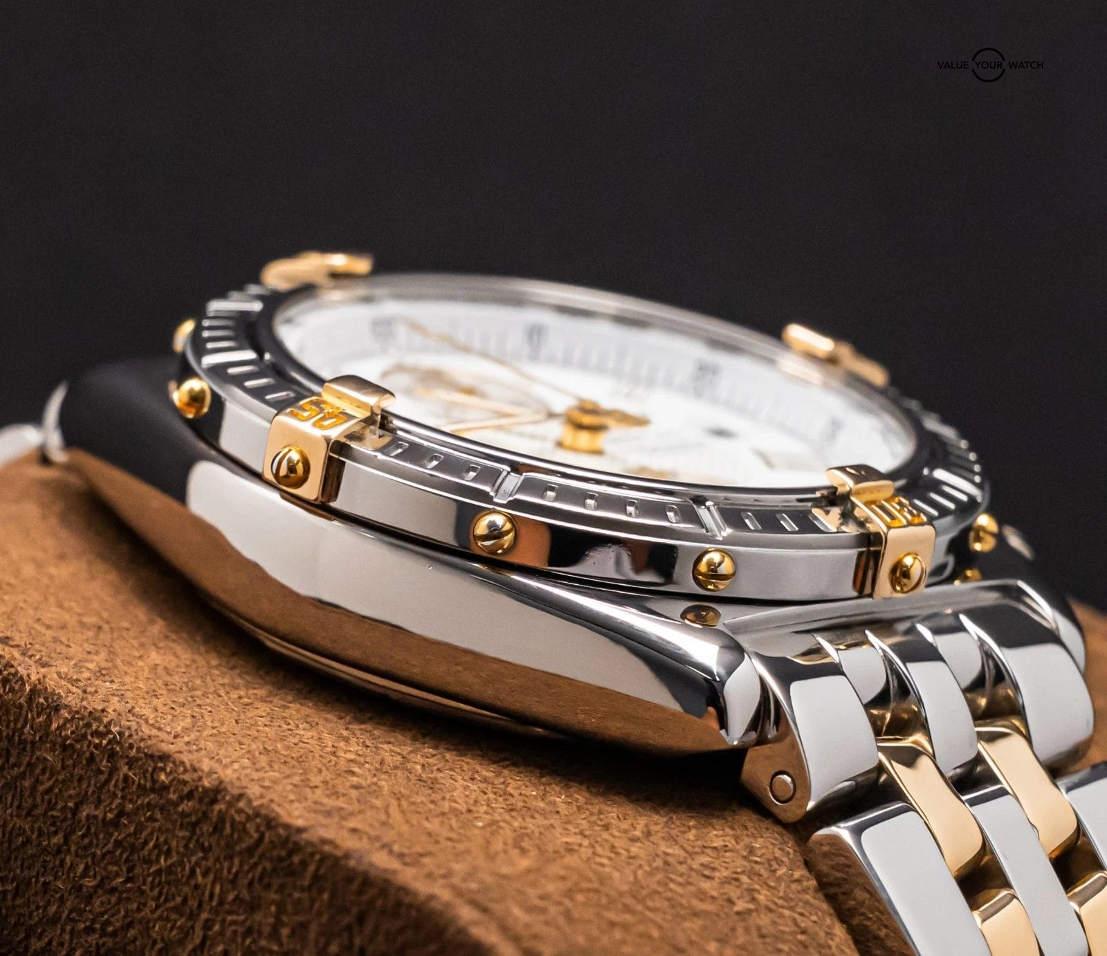 Breitling Crosswind 43mm Yellow Gold Windrider White Chronograph Automatic B1335 - Image 8