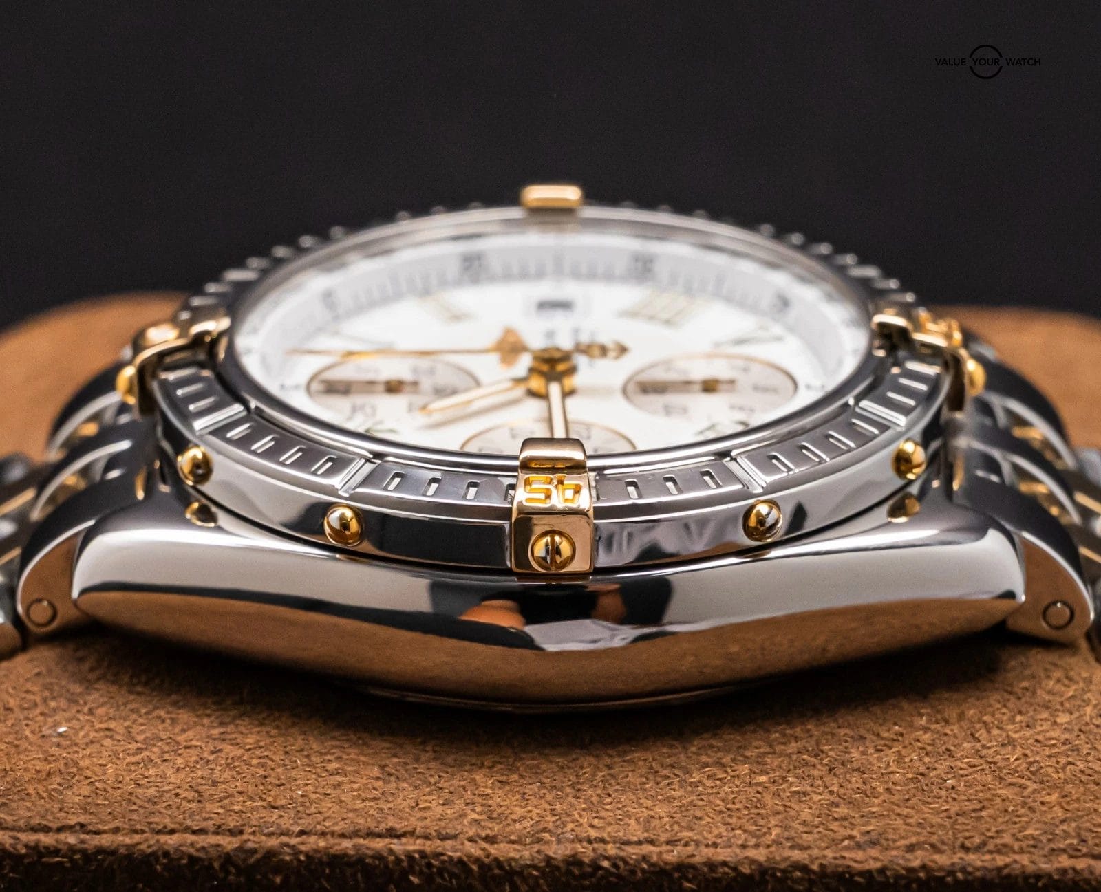 Breitling Crosswind 43mm Yellow Gold Windrider White Chronograph Automatic B1335 - Image 9