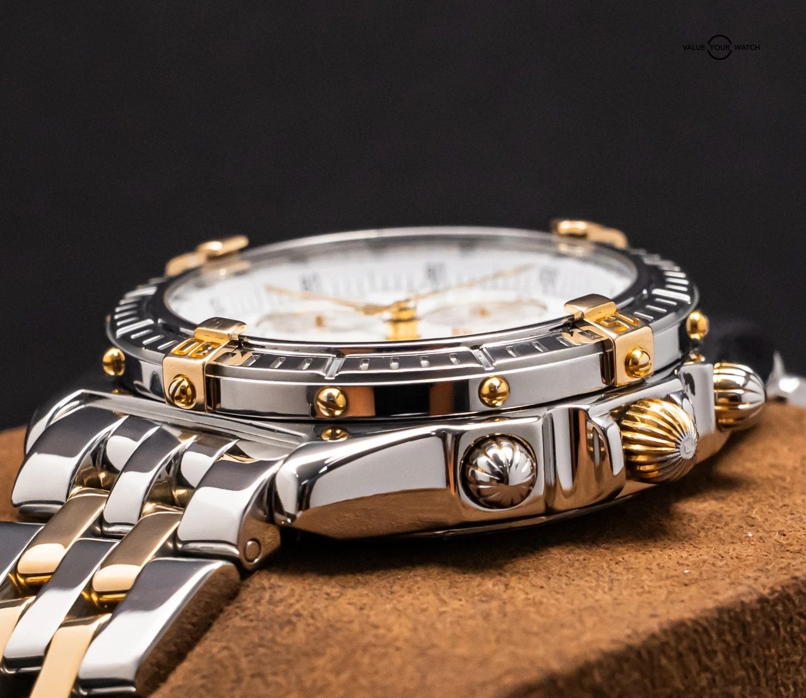 Breitling Crosswind 43mm Yellow Gold Windrider White Chronograph Automatic B1335 - Image 13