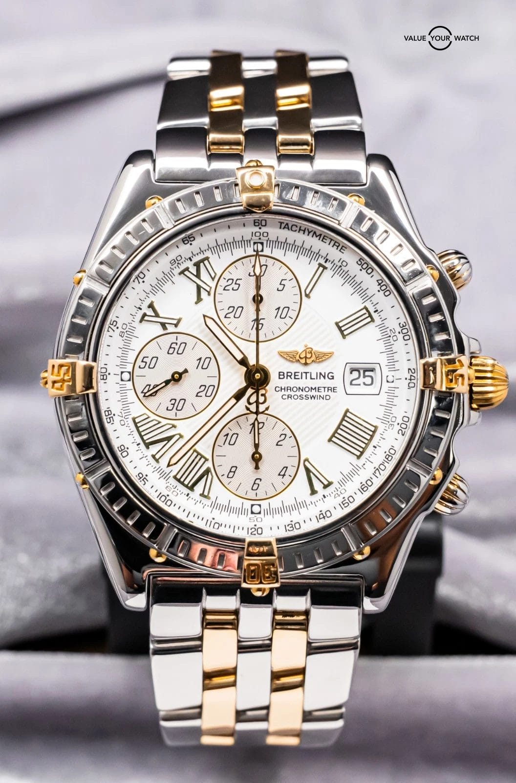 Breitling Crosswind 43mm Yellow Gold Windrider White Chronograph Automatic B1335 - Image 19