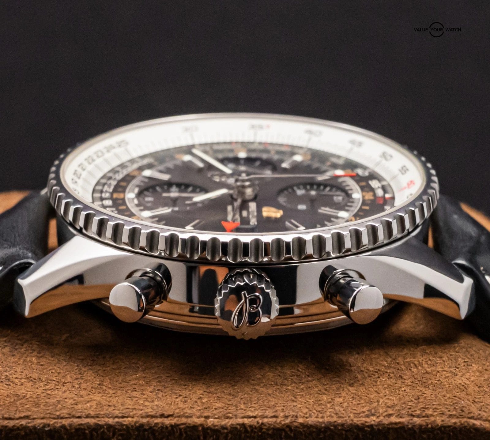 Breitling Navitimer Chronograph GMT 46 mm Box Papers World Black Dial Leather A2 - Image 14