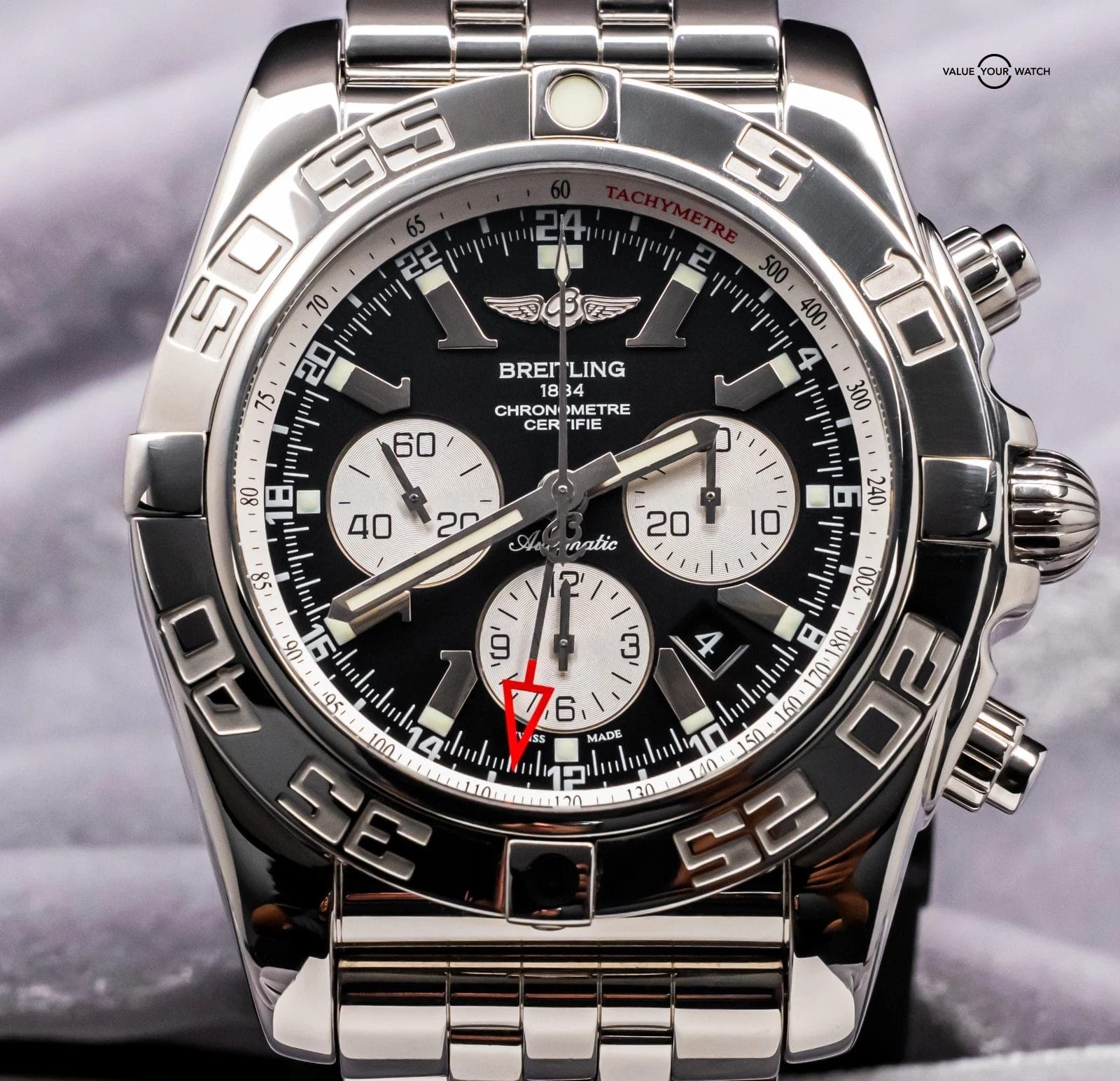 Breitling Chronomat GMT 47 mm Black Dial $10K MSR Chronograph Stainless AB0410
