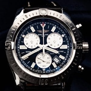 Breitling Colt Chronograph A73388 – 44mm Black Dial, Steel on Black Leather B&P + 2 Extra Straps
