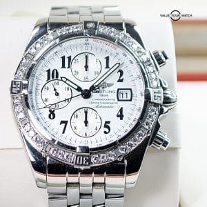 Breitling Chronomat A13356 Diamond Chrono Men white dial watch