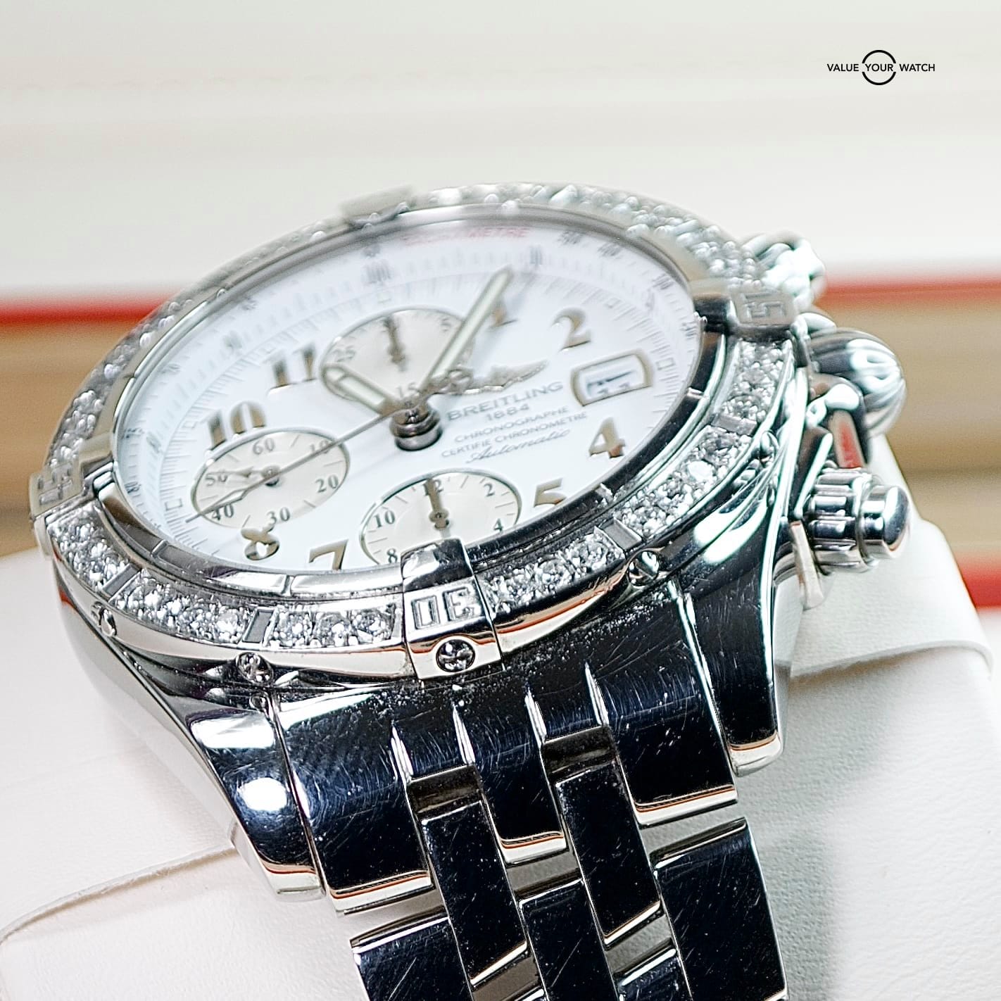 Breitling Chronomat A13356 Diamond Chrono Men white dial watch - Image 6