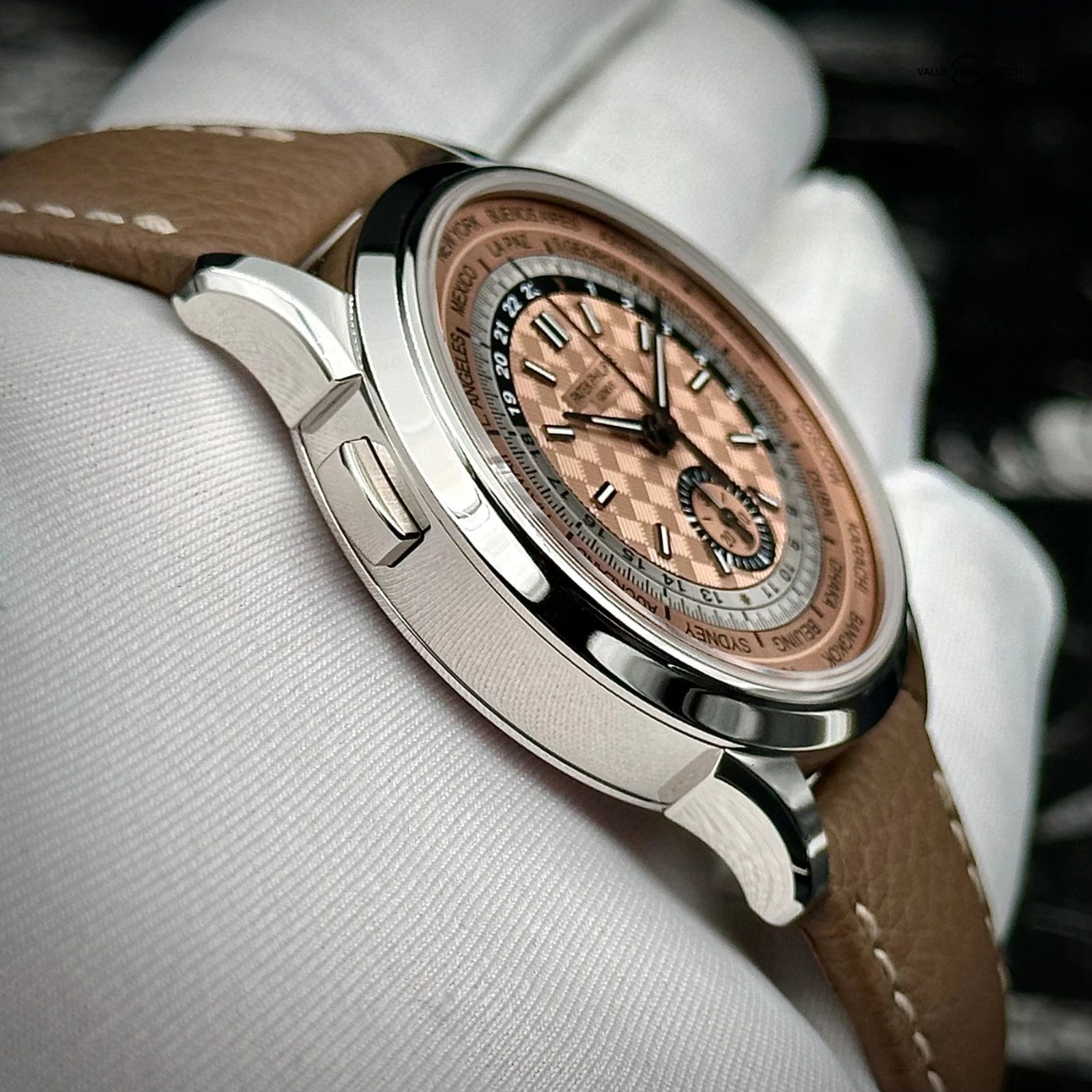 Patek Philippe World Time Chronograph Flyback 5935A-001 Salmon Steel Complete - Image 5