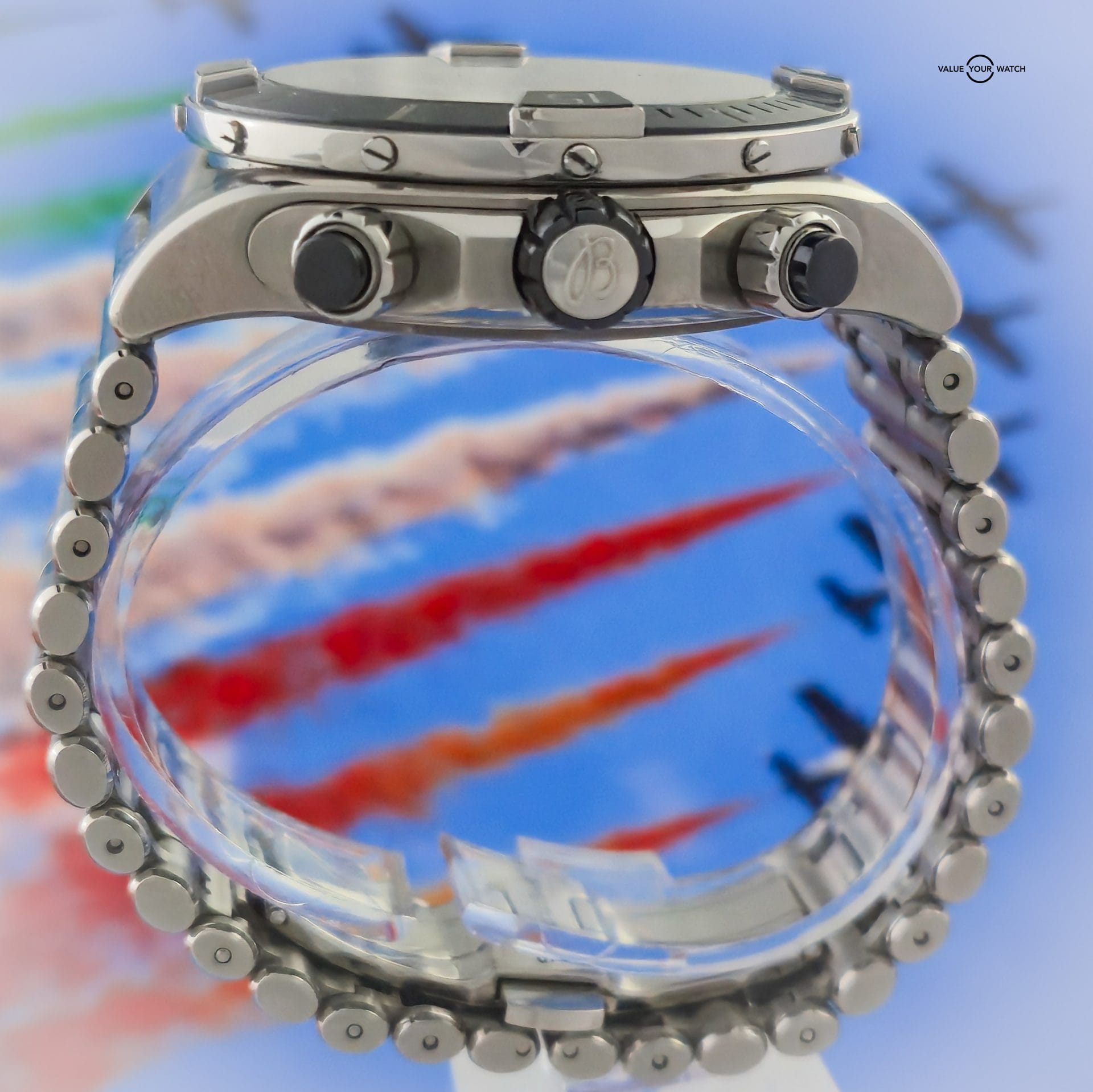 2021 BRIGHTLING Super Chronomat B01 44 Black Dial AB0136 on SS Rouleaux Bracelet w/ Box & Papers - Image 3