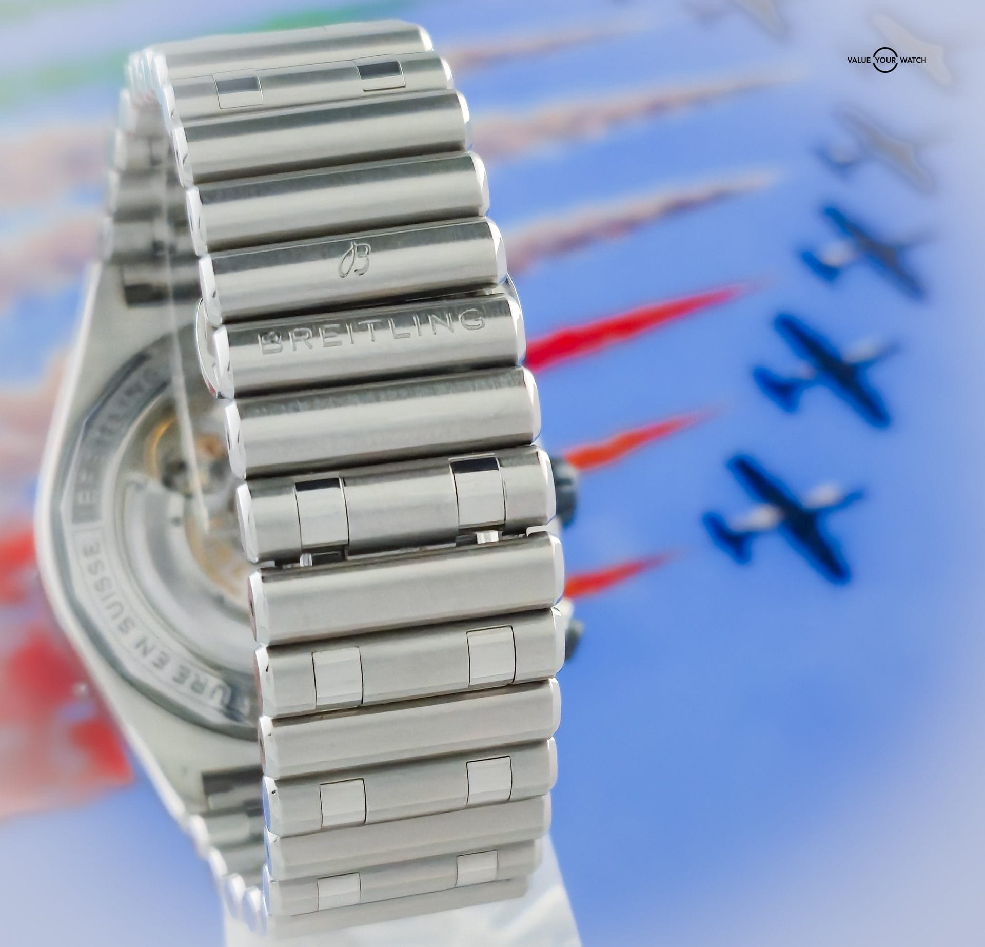 2021 BRIGHTLING Super Chronomat B01 44 Black Dial AB0136 on SS Rouleaux Bracelet w/ Box & Papers - Image 7