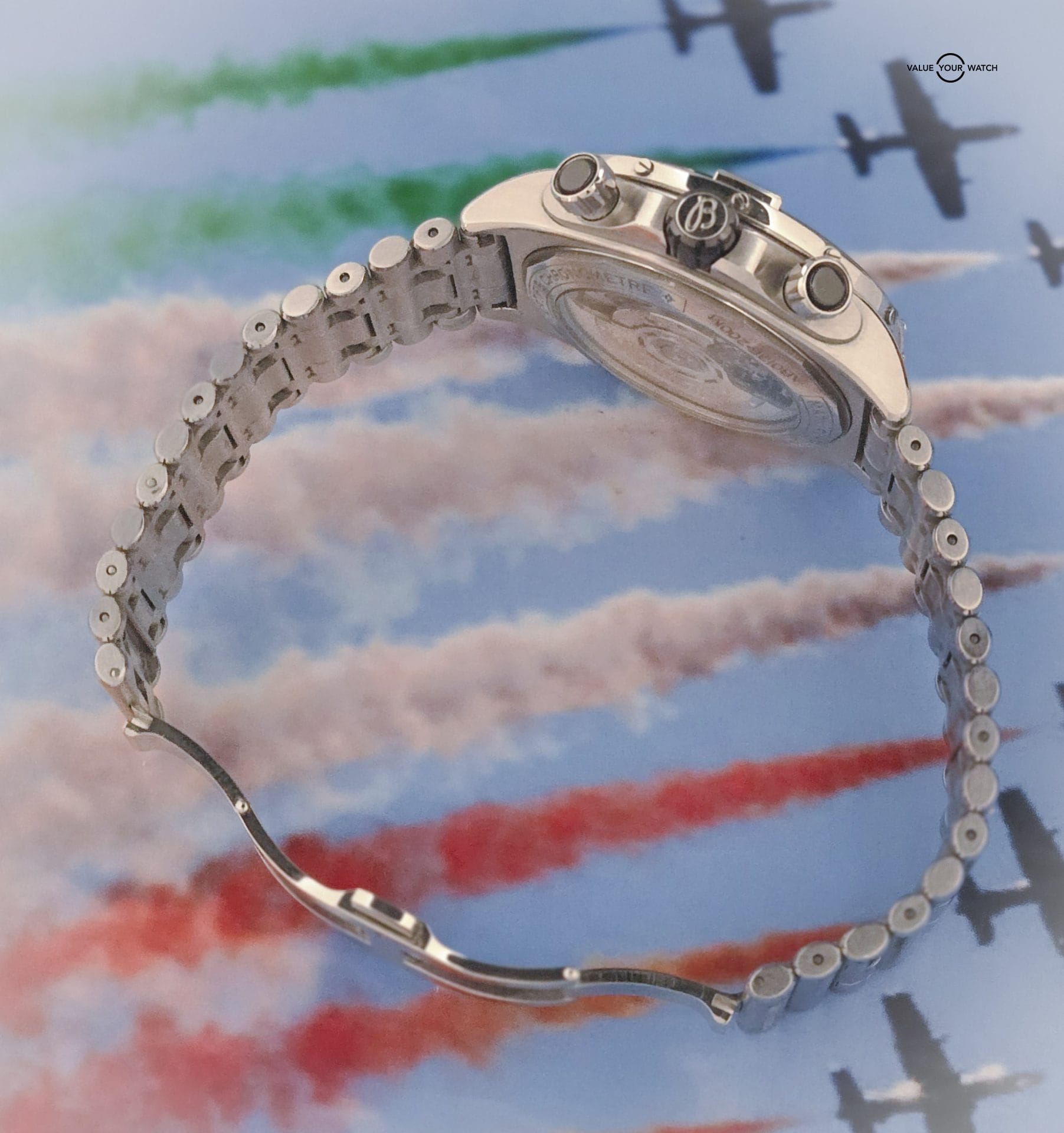 2021 BRIGHTLING Super Chronomat B01 44 Black Dial AB0136 on SS Rouleaux Bracelet w/ Box & Papers - Image 8