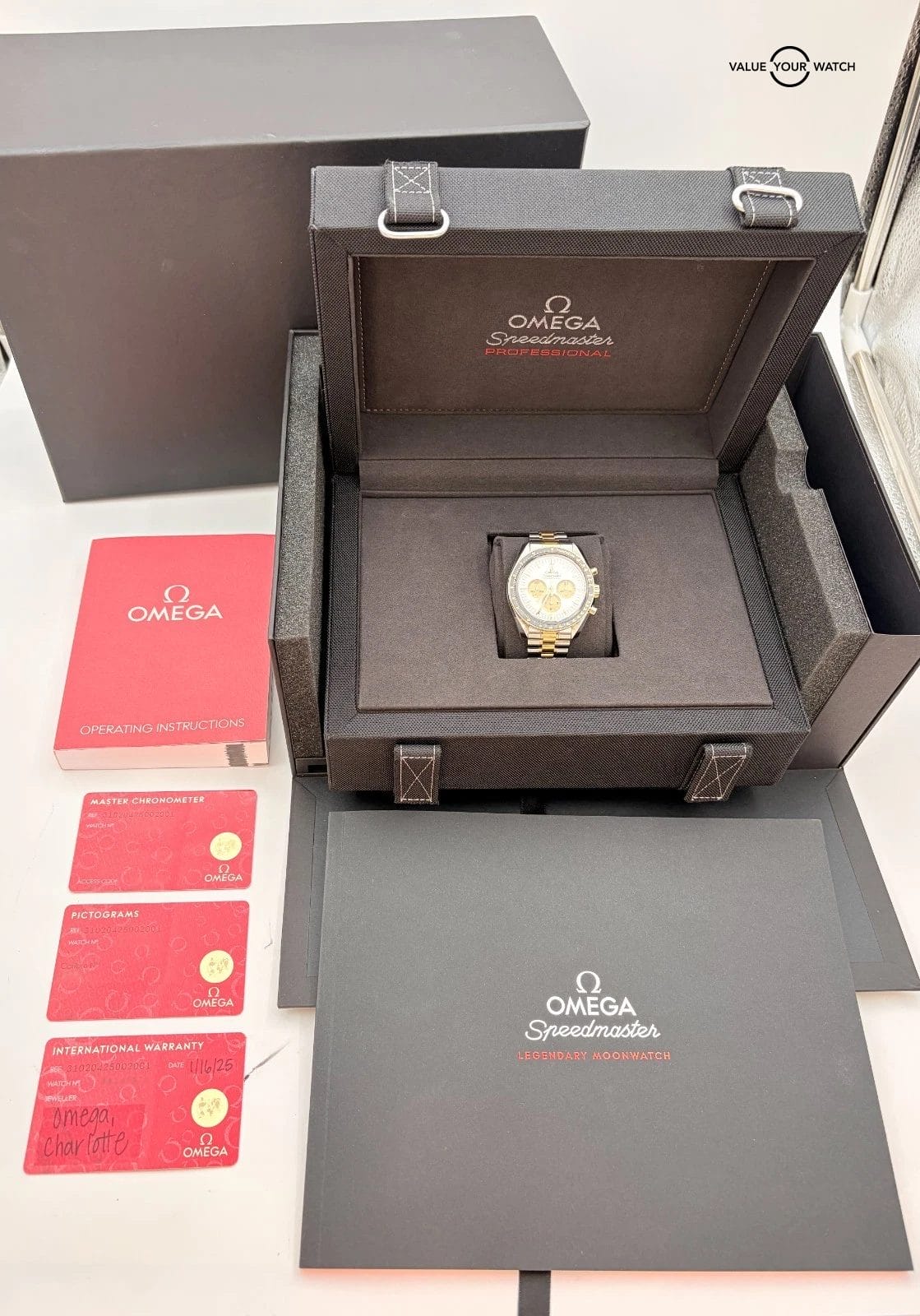 Omega Speedmaster Professional 18K Yellow Gold SS 310.20.42.50.02.001 BOX/CARDS! - Image 3