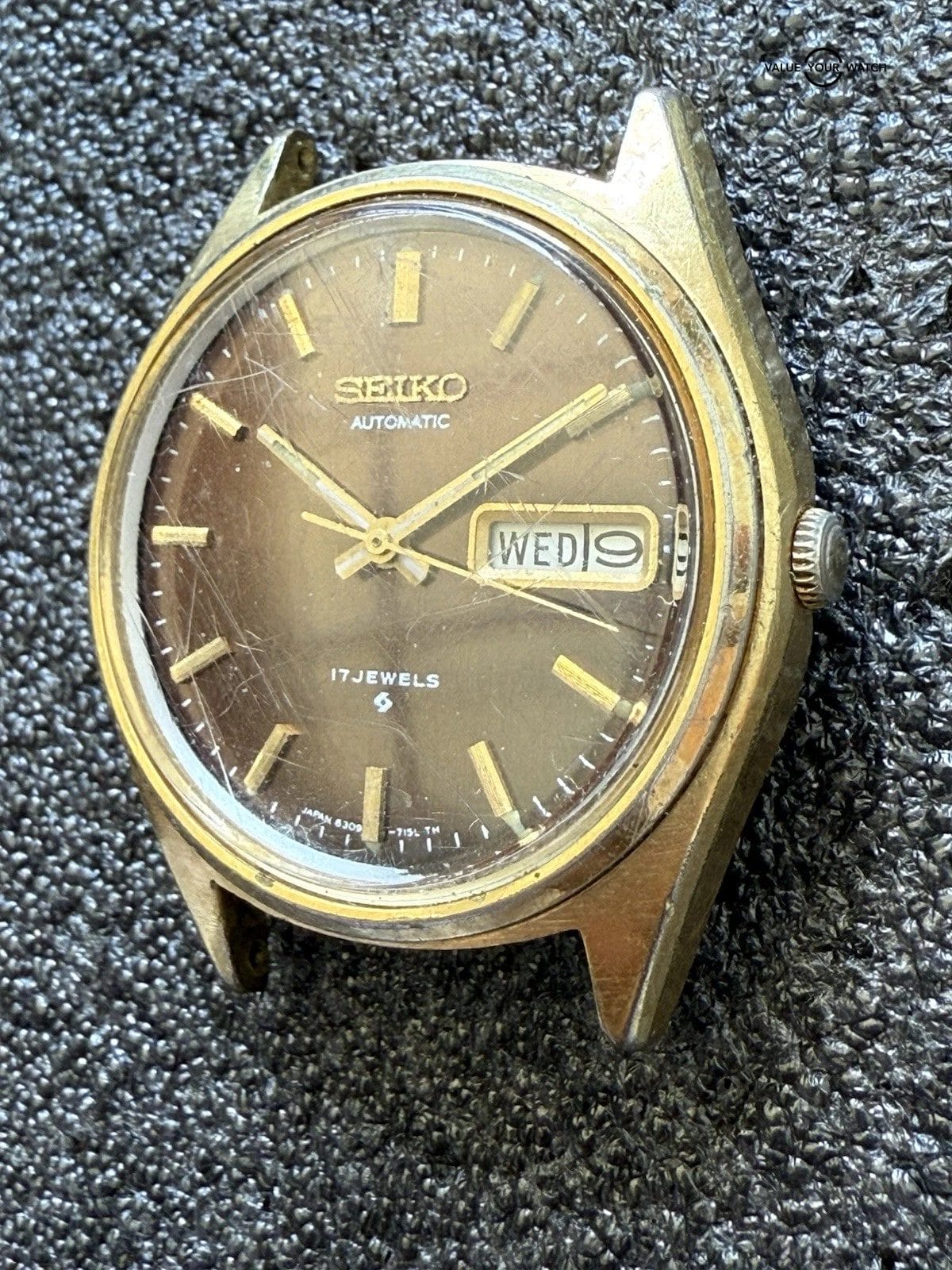Vintage Seiko Automatic 17 Jewels 6309-7149 Watch Brown Dial Estate Sale Runs - Image 4