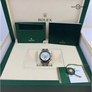 MINT BOX PAPERS 2016 Platinum Ceramic Bezel Ice Blue Dial Daytona Rolex