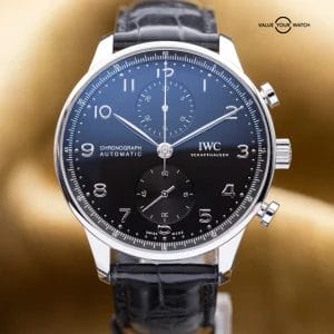 2023 IWC Chronograph Portuguese Stainless Steel 41mm Black IW371609 – Full Set