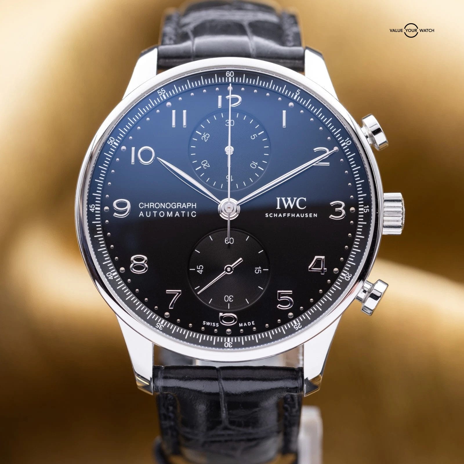 2023 IWC Chronograph Portuguese Stainless Steel 41mm Black IW371609 - Full Set