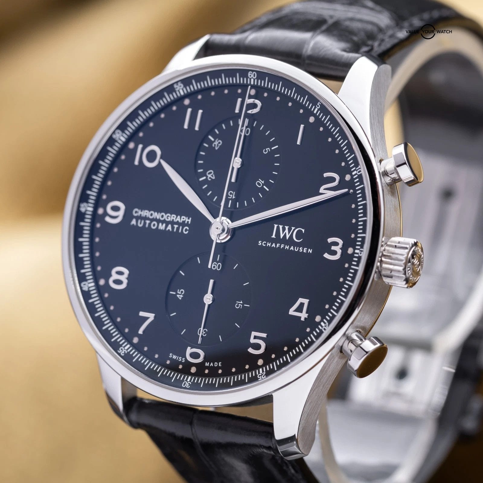 2023 IWC Chronograph Portuguese Stainless Steel 41mm Black IW371609 - Full Set - Image 8