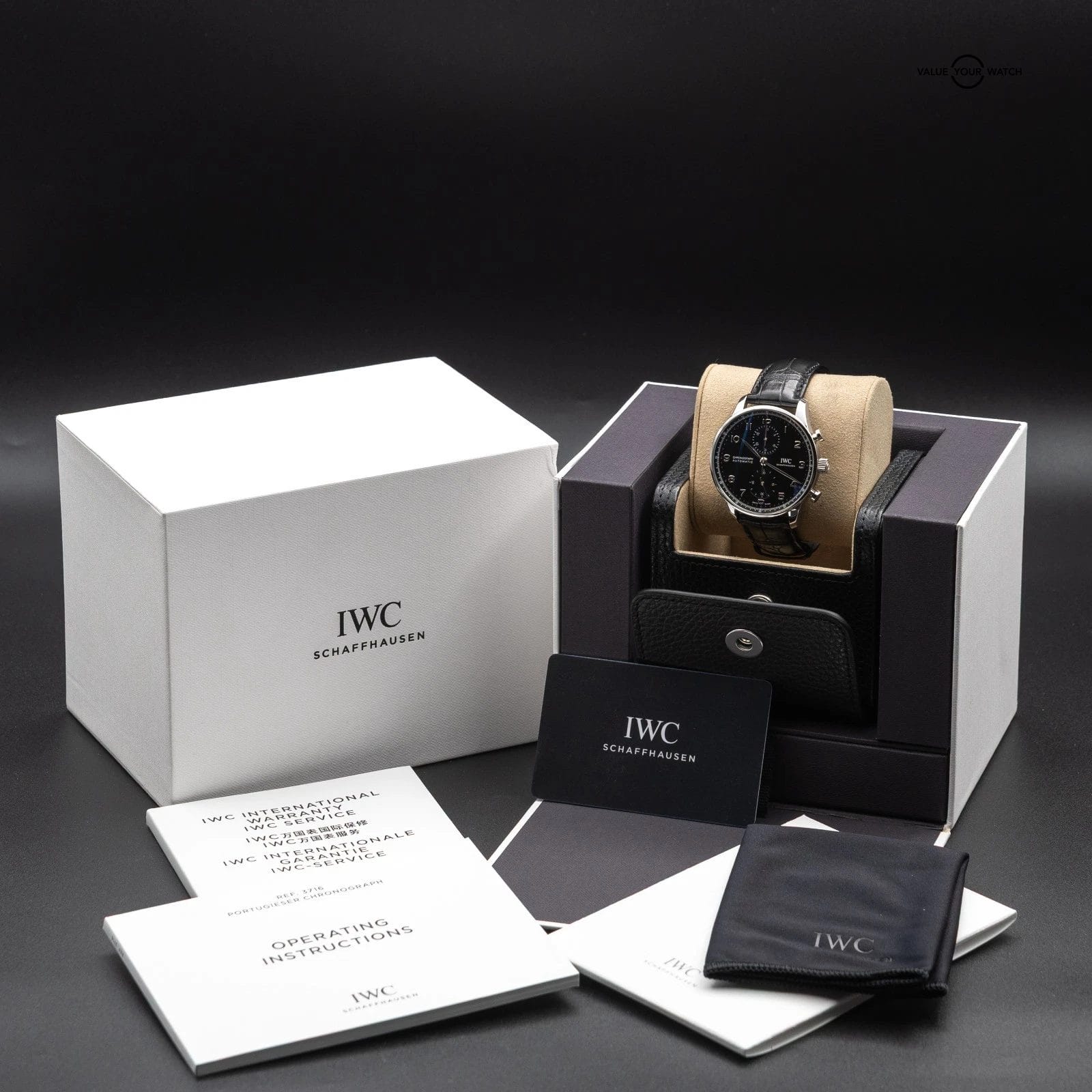 2023 IWC Chronograph Portuguese Stainless Steel 41mm Black IW371609 - Full Set - Image 13