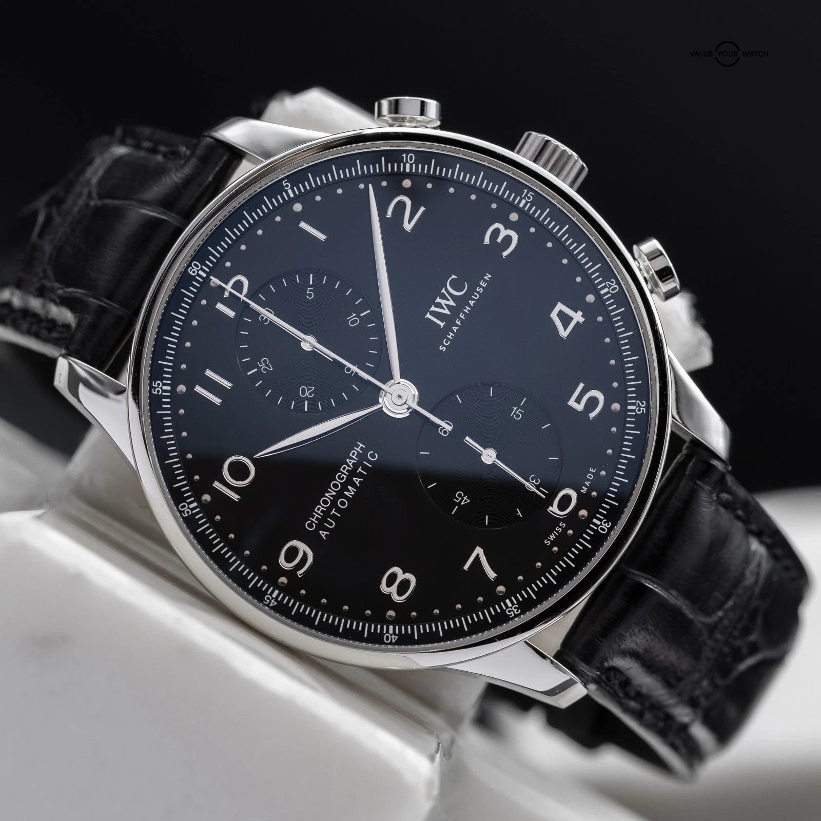 2023 IWC Chronograph Portuguese Stainless Steel 41mm Black IW371609 - Full Set - Image 14
