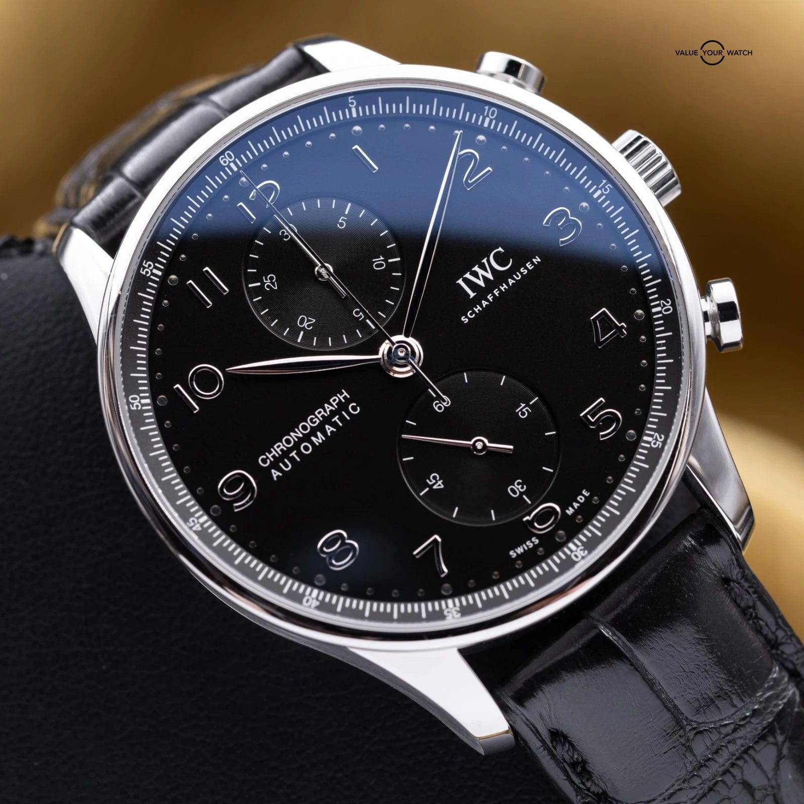 2023 IWC Chronograph Portuguese Stainless Steel 41mm Black IW371609 - Full Set - Image 15