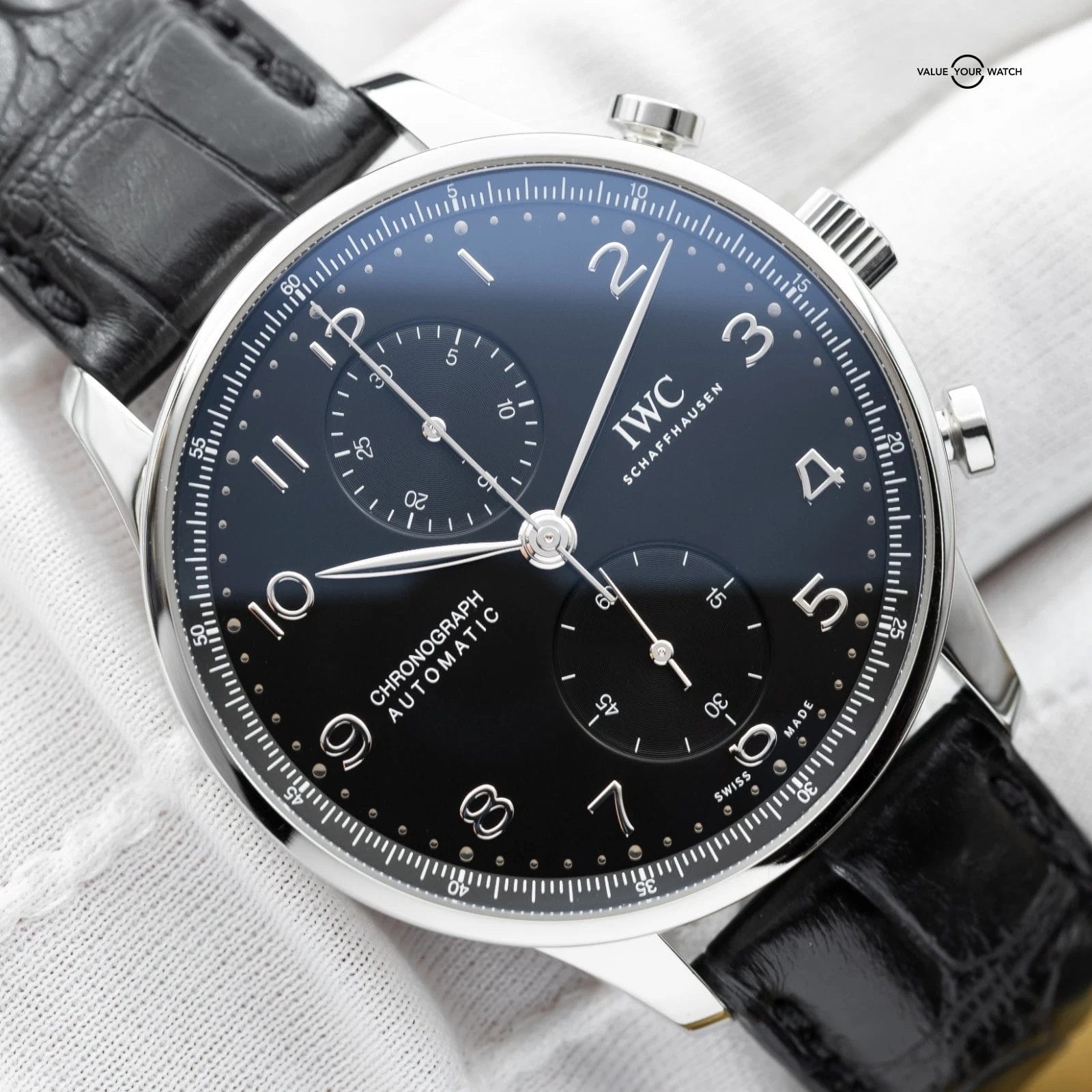 2023 IWC Chronograph Portuguese Stainless Steel 41mm Black IW371609 - Full Set - Image 16