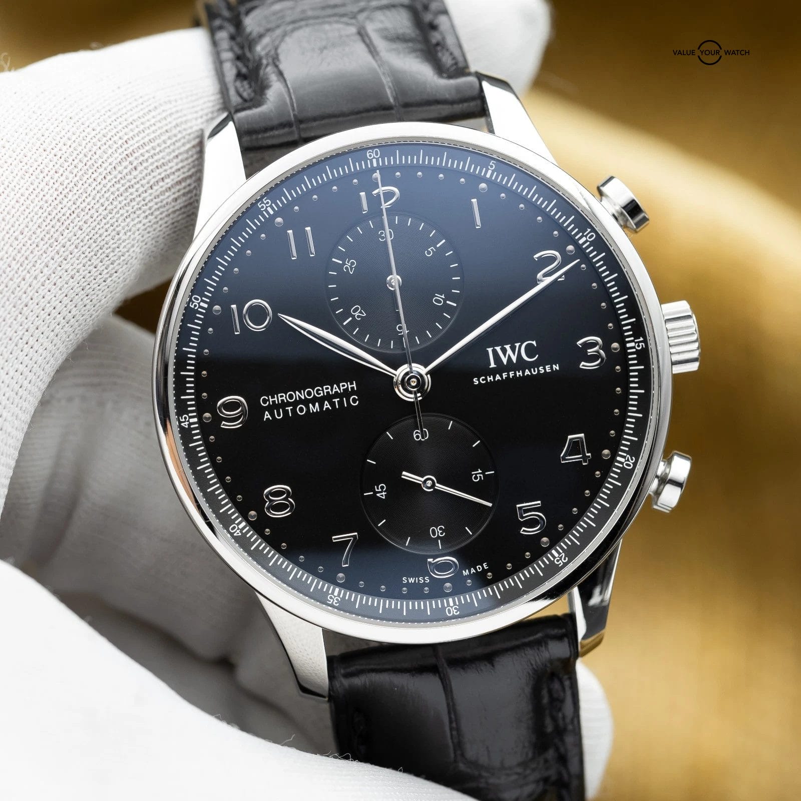 2023 IWC Chronograph Portuguese Stainless Steel 41mm Black IW371609 - Full Set - Image 17