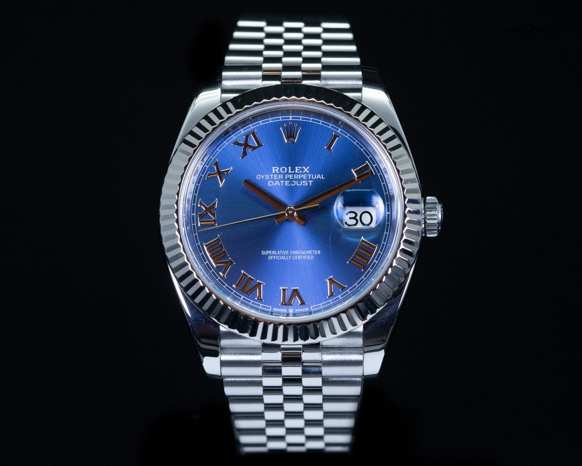 Rolex Datejust 41 Azzurro Blue Roman Dial | Ref. 126334 | 41mm | White Gold Fluted Bezel (Watch Only)