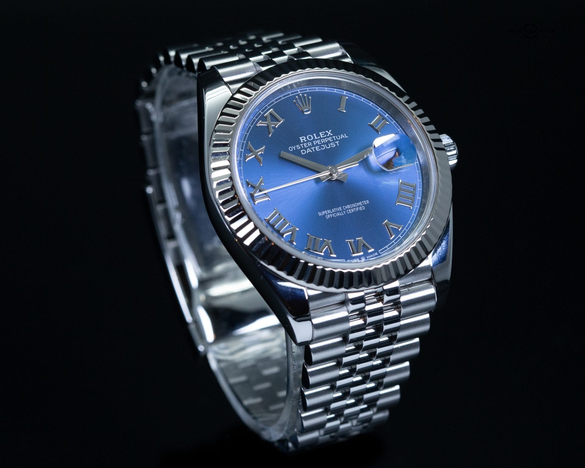 Rolex Datejust 41 Azzurro Blue Roman Dial | Ref. 126334 | 41mm | White Gold Fluted Bezel (Watch Only) - Image 4