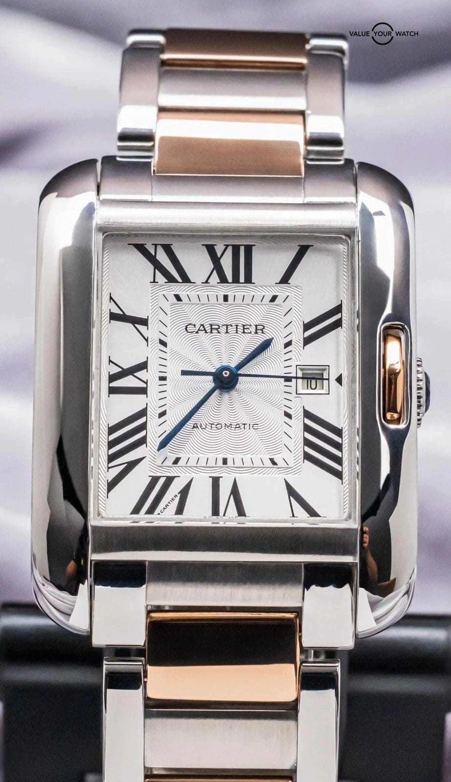 Cartier Tank Anglaise Large Model Rose Gold Silver Dial Bracelet Auto W5310007 - Image 6