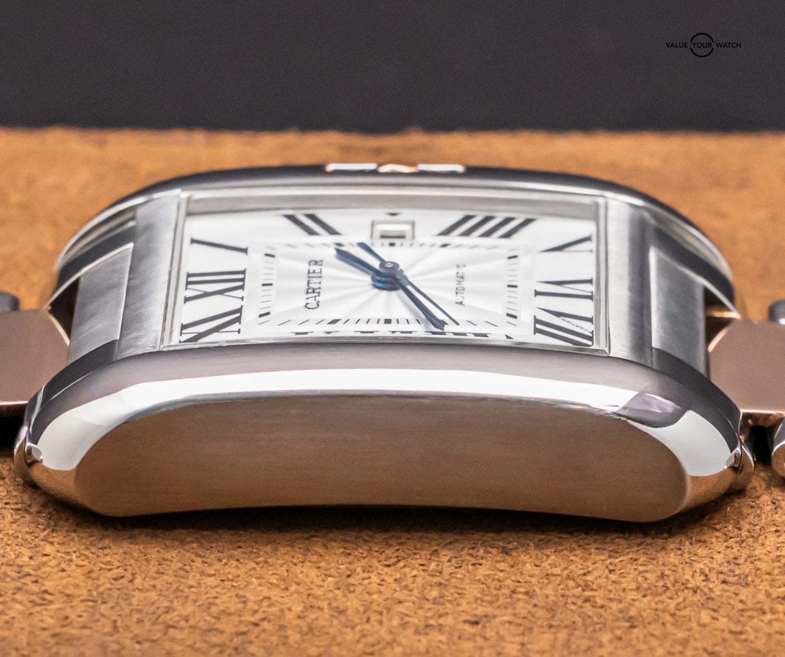 Cartier Tank Anglaise Large Model Rose Gold Silver Dial Bracelet Auto W5310007 - Image 8