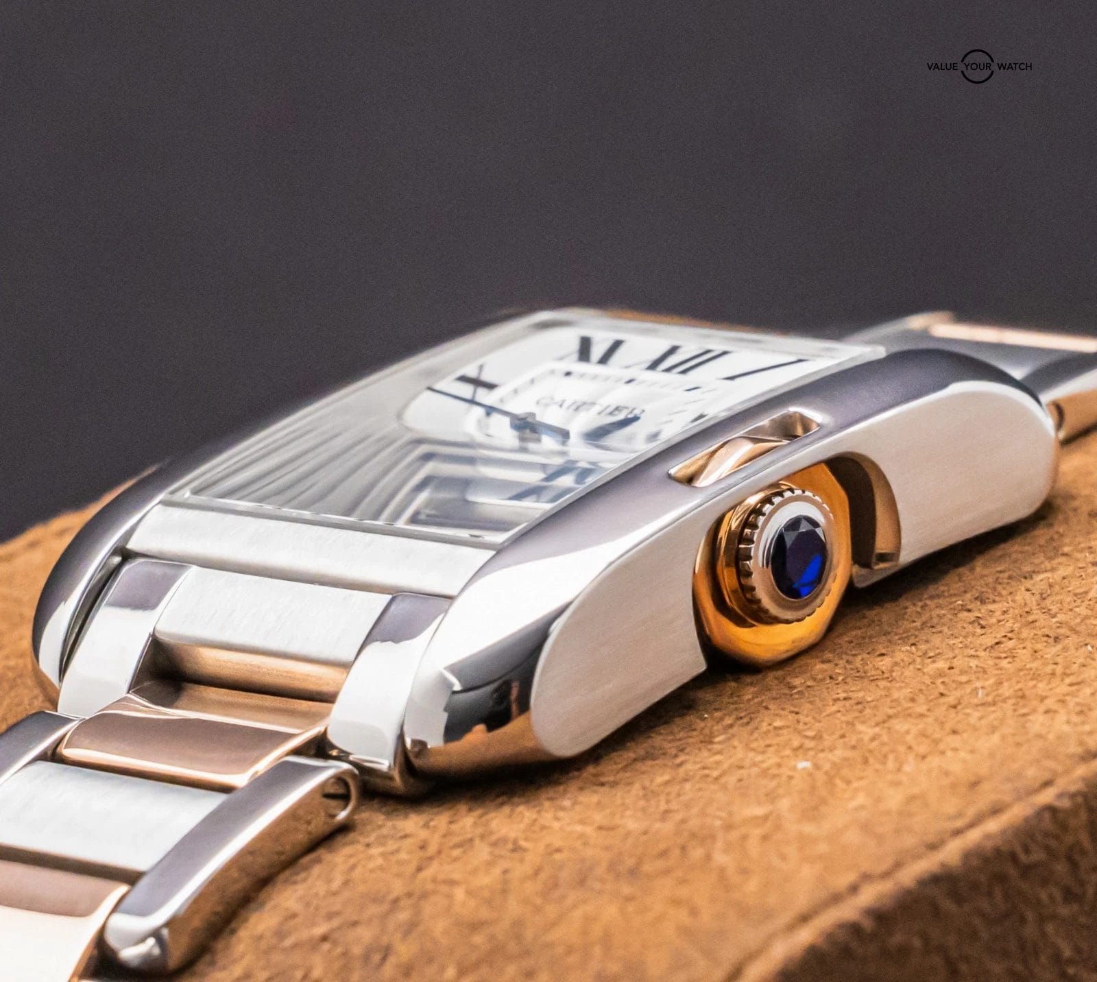 Cartier Tank Anglaise Large Model Rose Gold Silver Dial Bracelet Auto W5310007 - Image 10