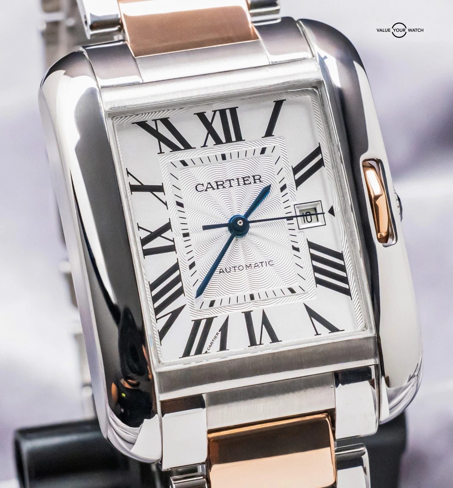 Cartier Tank Anglaise Large Model Rose Gold Silver Dial Bracelet Auto W5310007 - Image 11