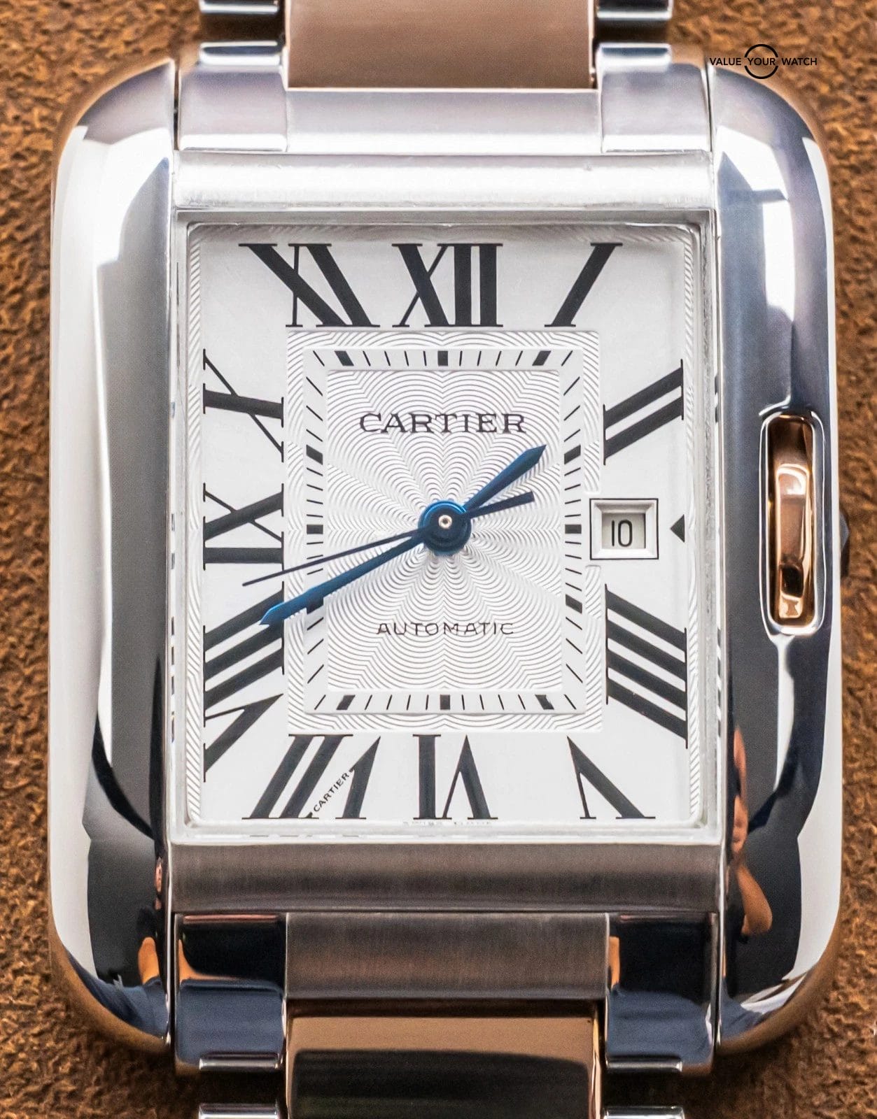 Cartier Tank Anglaise Large Model Rose Gold Silver Dial Bracelet Auto W5310007 - Image 13