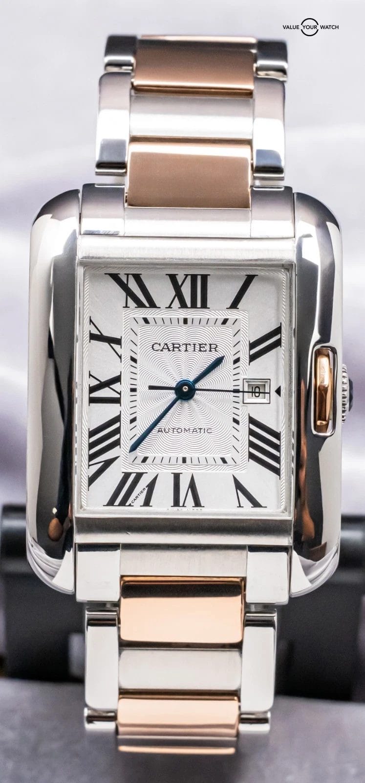 Cartier Tank Anglaise Large Model Rose Gold Silver Dial Bracelet Auto W5310007 - Image 14