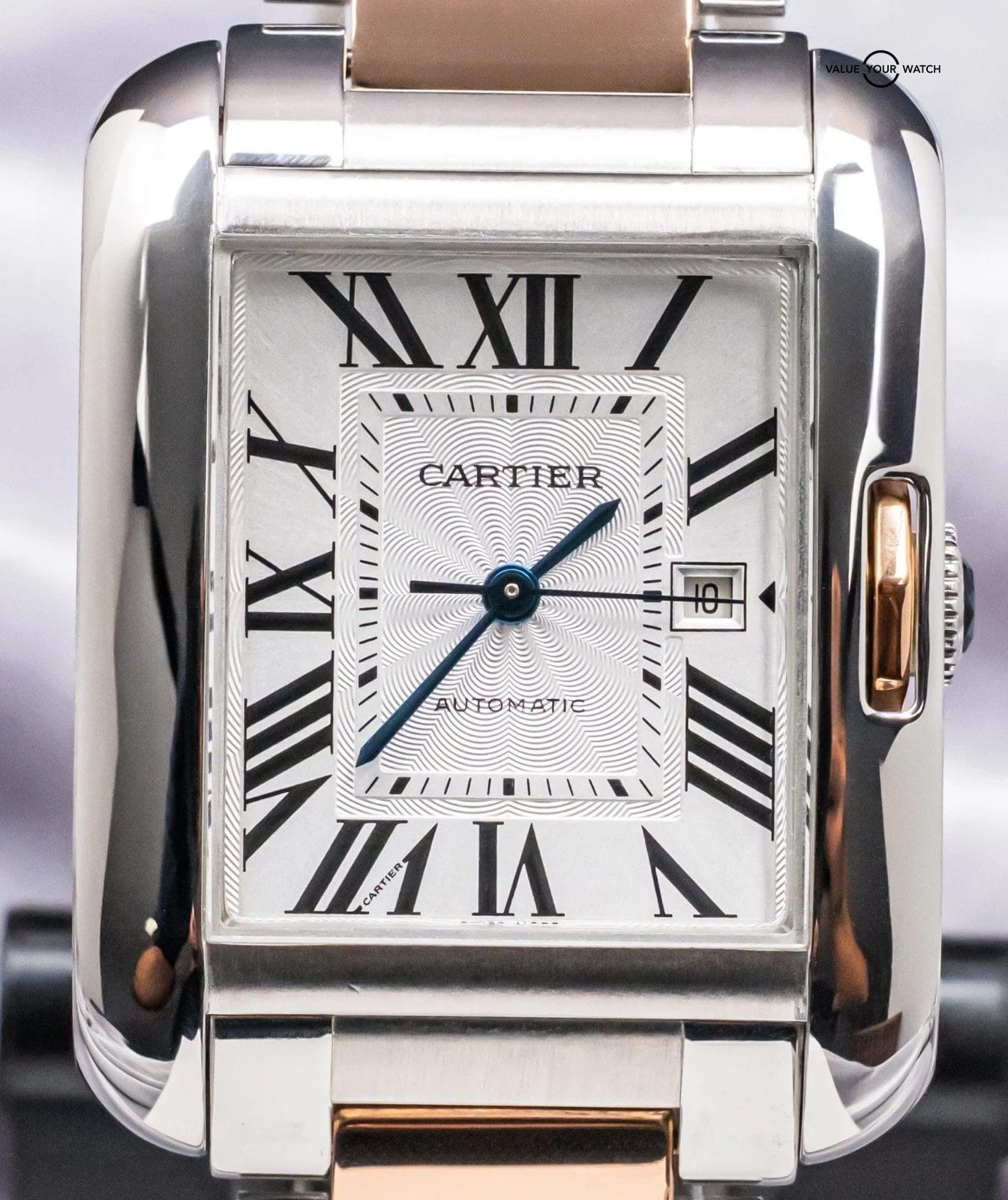 Cartier Tank Anglaise Large Model Rose Gold Silver Dial Bracelet Auto W5310007 - Image 15