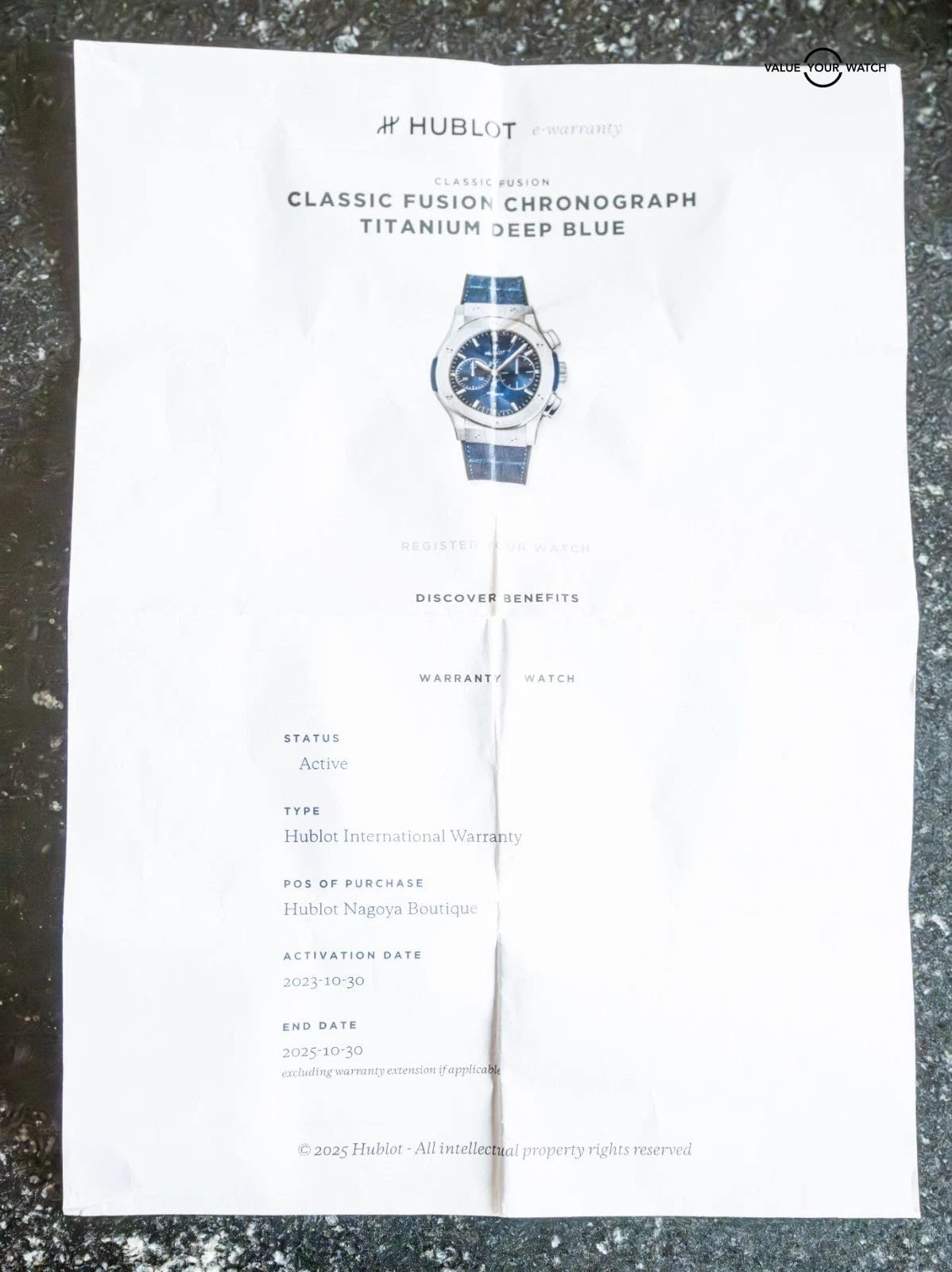 Hublot Classic Fusion Chronograph Titanium Deep Blue 45 mm Deploy 521.NX.6670.LR - Image 2