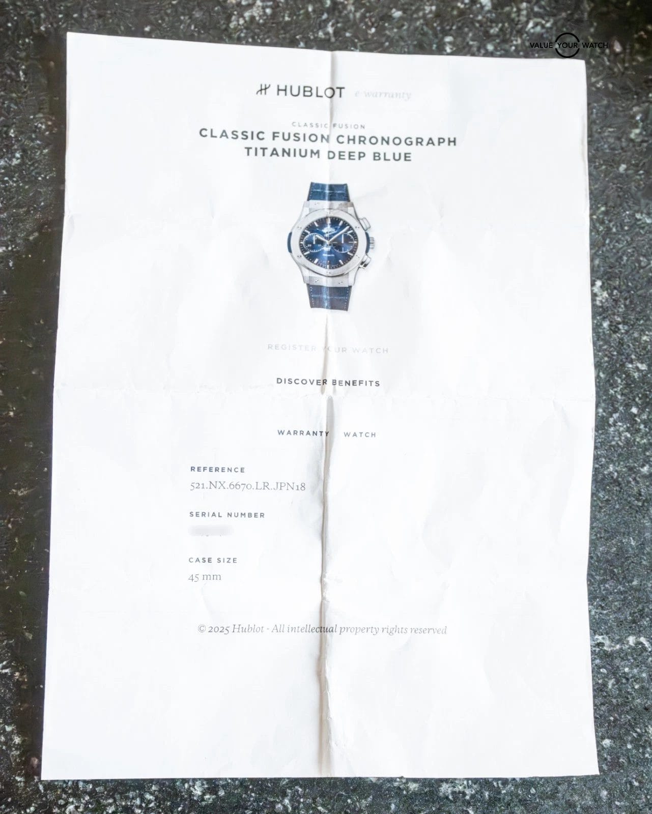 Hublot Classic Fusion Chronograph Titanium Deep Blue 45 mm Deploy 521.NX.6670.LR - Image 3