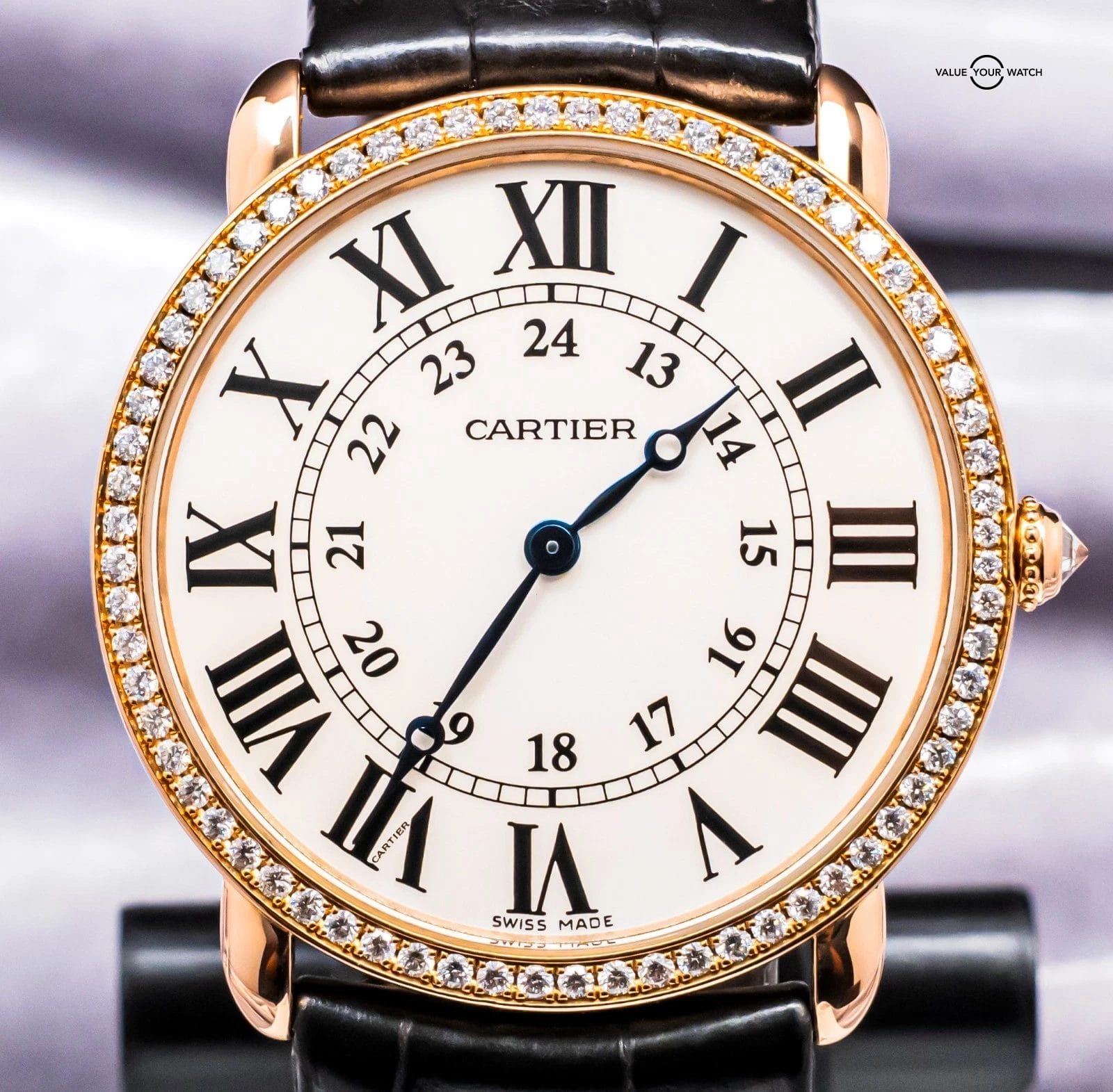 Cartier Ronde Louis Cartier 36 mm Rose Gold $31K MSRP Diamonds Silver WR000651