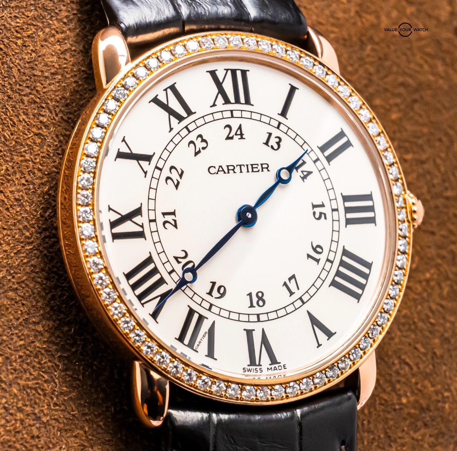 Cartier Ronde Louis Cartier 36 mm Rose Gold $31K MSRP Diamonds Silver WR000651 - Image 4