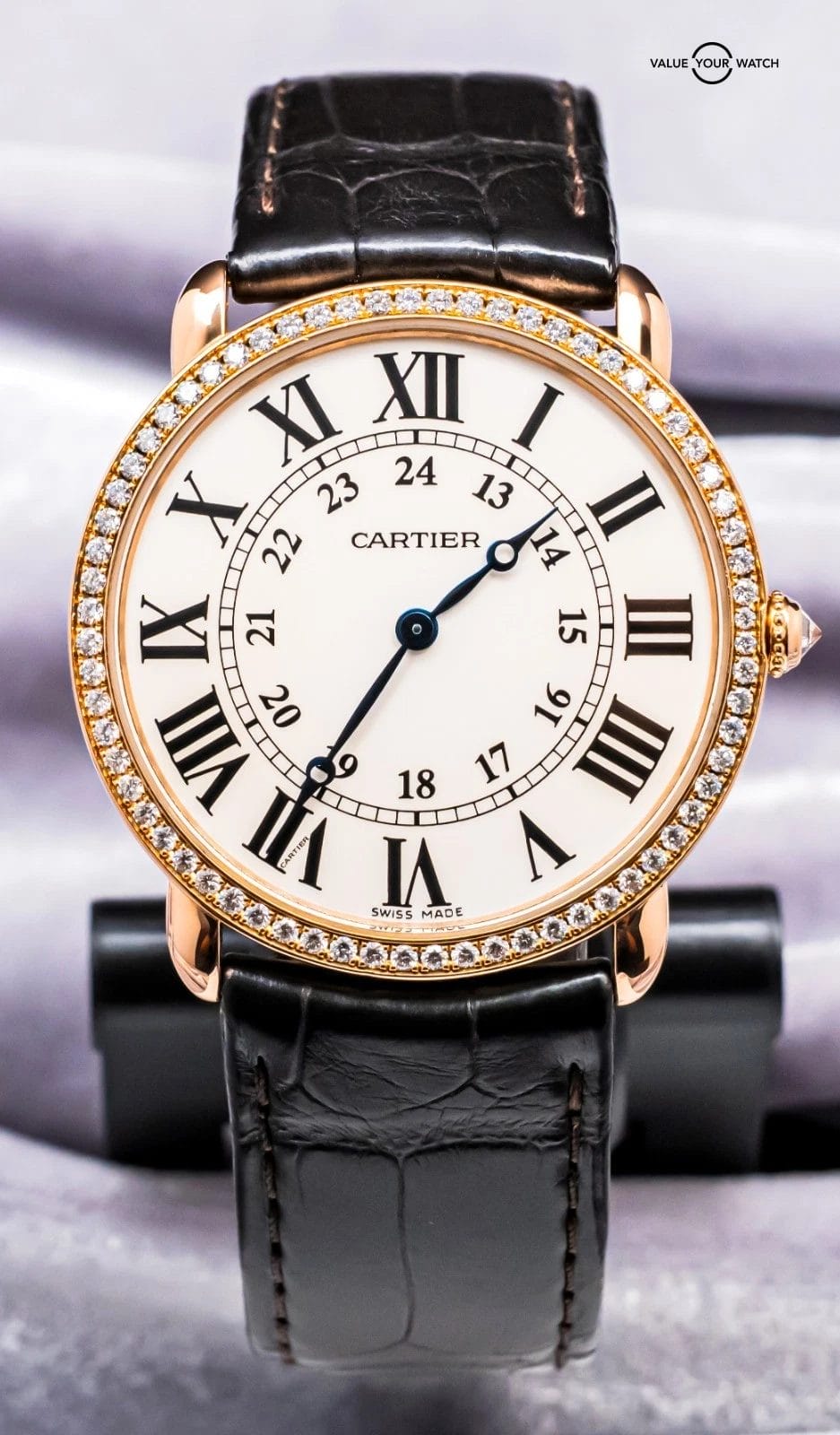 Cartier Ronde Louis Cartier 36 mm Rose Gold $31K MSRP Diamonds Silver WR000651 - Image 7