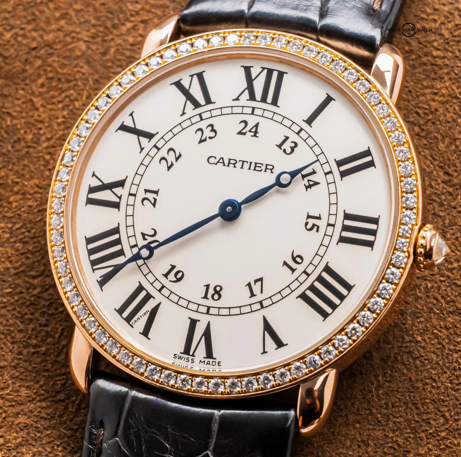 Cartier Ronde Louis Cartier 36 mm Rose Gold $31K MSRP Diamonds Silver WR000651 - Image 12