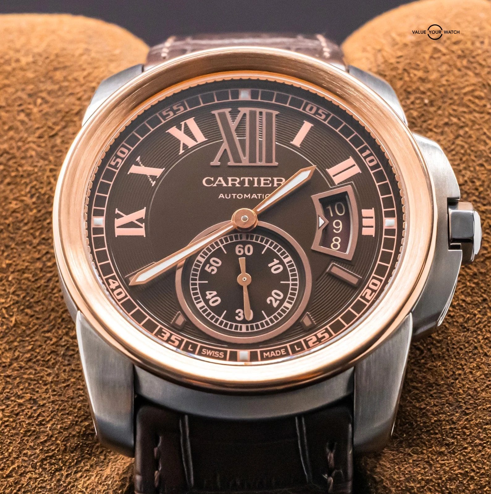 Cartier Calibre de Cartier Rose Gold $11K MSRP Chocolate Dial Two-Tone W7100051 - Image 6