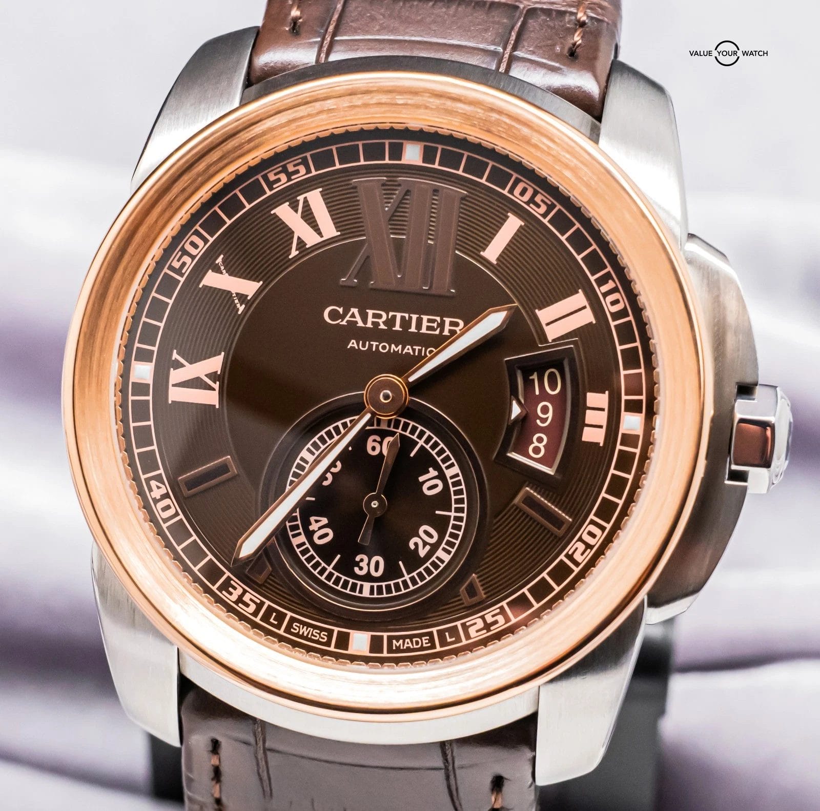 Cartier Calibre de Cartier Rose Gold $11K MSRP Chocolate Dial Two-Tone W7100051 - Image 12