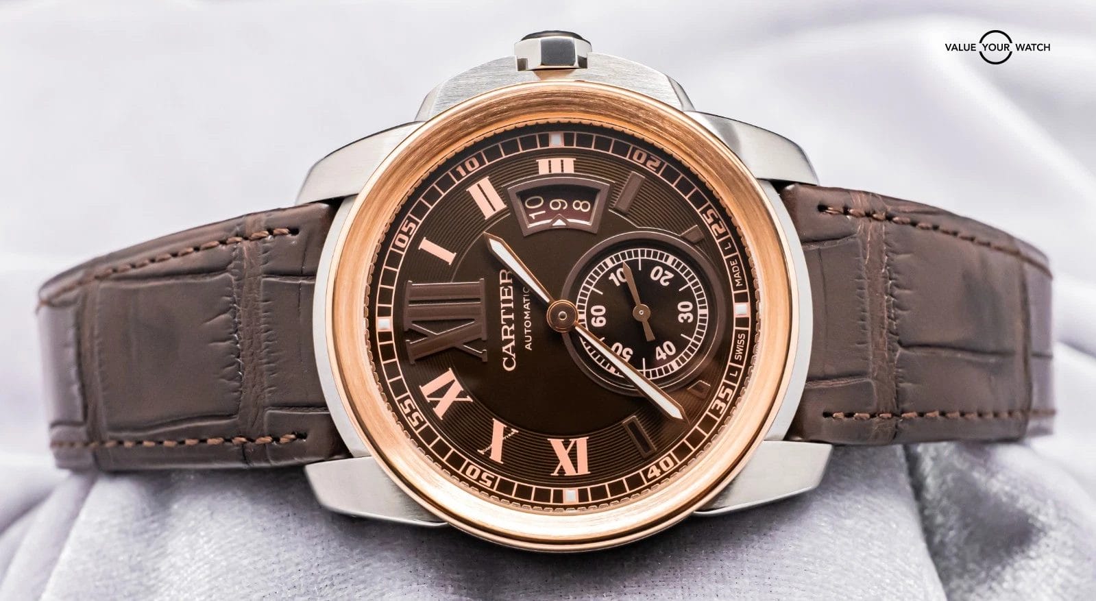 Cartier Calibre de Cartier Rose Gold $11K MSRP Chocolate Dial Two-Tone W7100051 - Image 15
