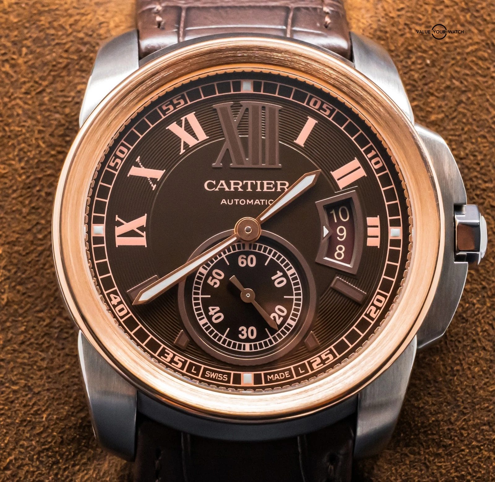 Cartier Calibre de Cartier Rose Gold $11K MSRP Chocolate Dial Two-Tone W7100051 - Image 16
