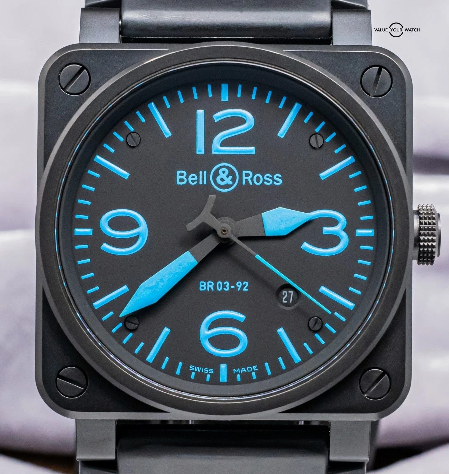 Bell & Ross BR 03-92 Black & Blue Dial 42 mm PVD Steel Automatic Date BR03-92-S - Image 3