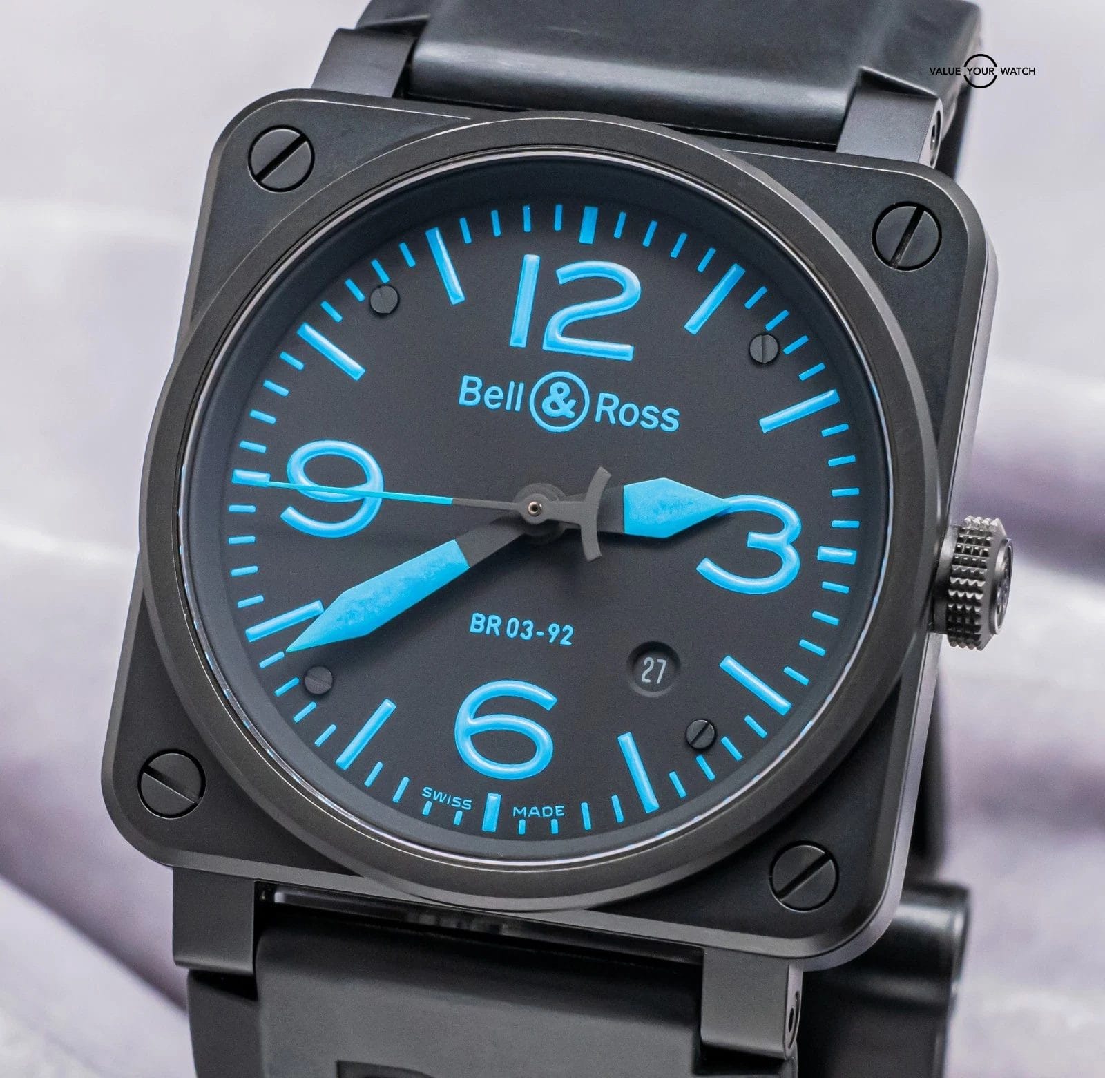 Bell & Ross BR 03-92 Black & Blue Dial 42 mm PVD Steel Automatic Date BR03-92-S - Image 15