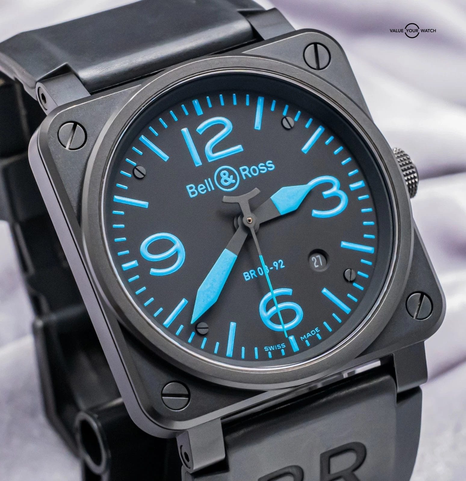 Bell & Ross BR 03-92 Black & Blue Dial 42 mm PVD Steel Automatic Date BR03-92-S - Image 16