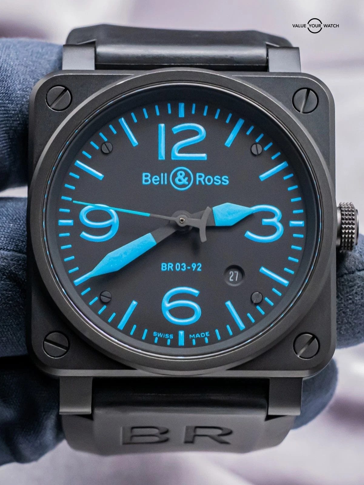 Bell & Ross BR 03-92 Black & Blue Dial 42 mm PVD Steel Automatic Date BR03-92-S