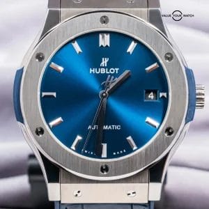 Hublot Classic Fusion Titanium Blue 45mm Alligator Deploy 511.NX.7170.LR