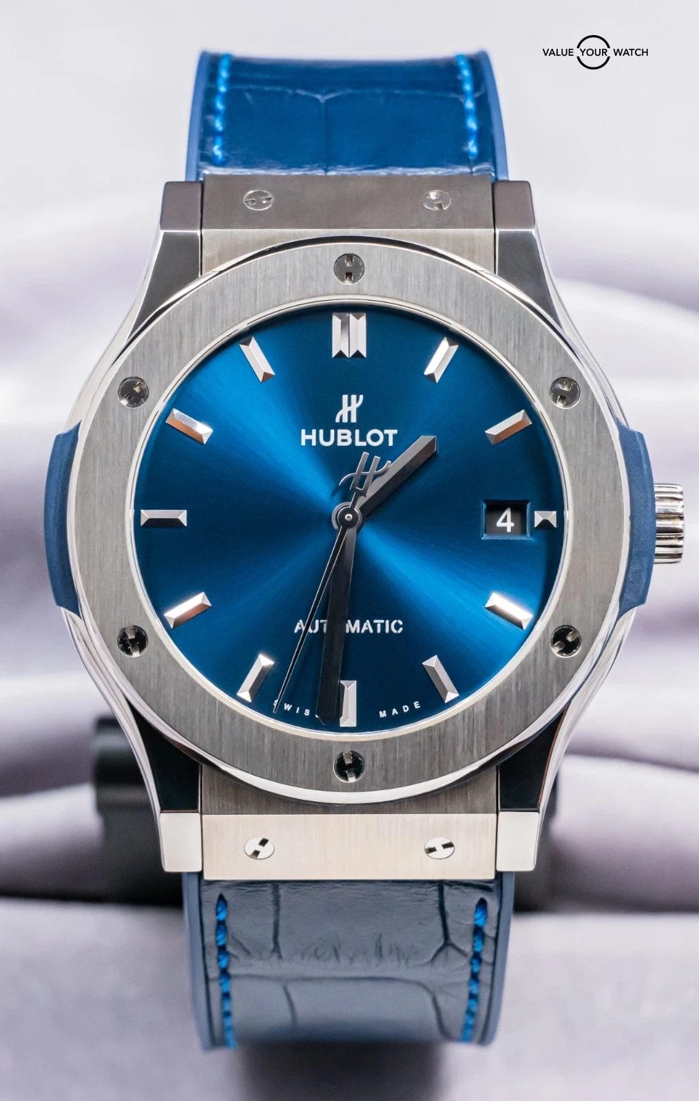 Hublot Classic Fusion Titanium Blue 45mm Alligator Deploy 511.NX.7170.LR