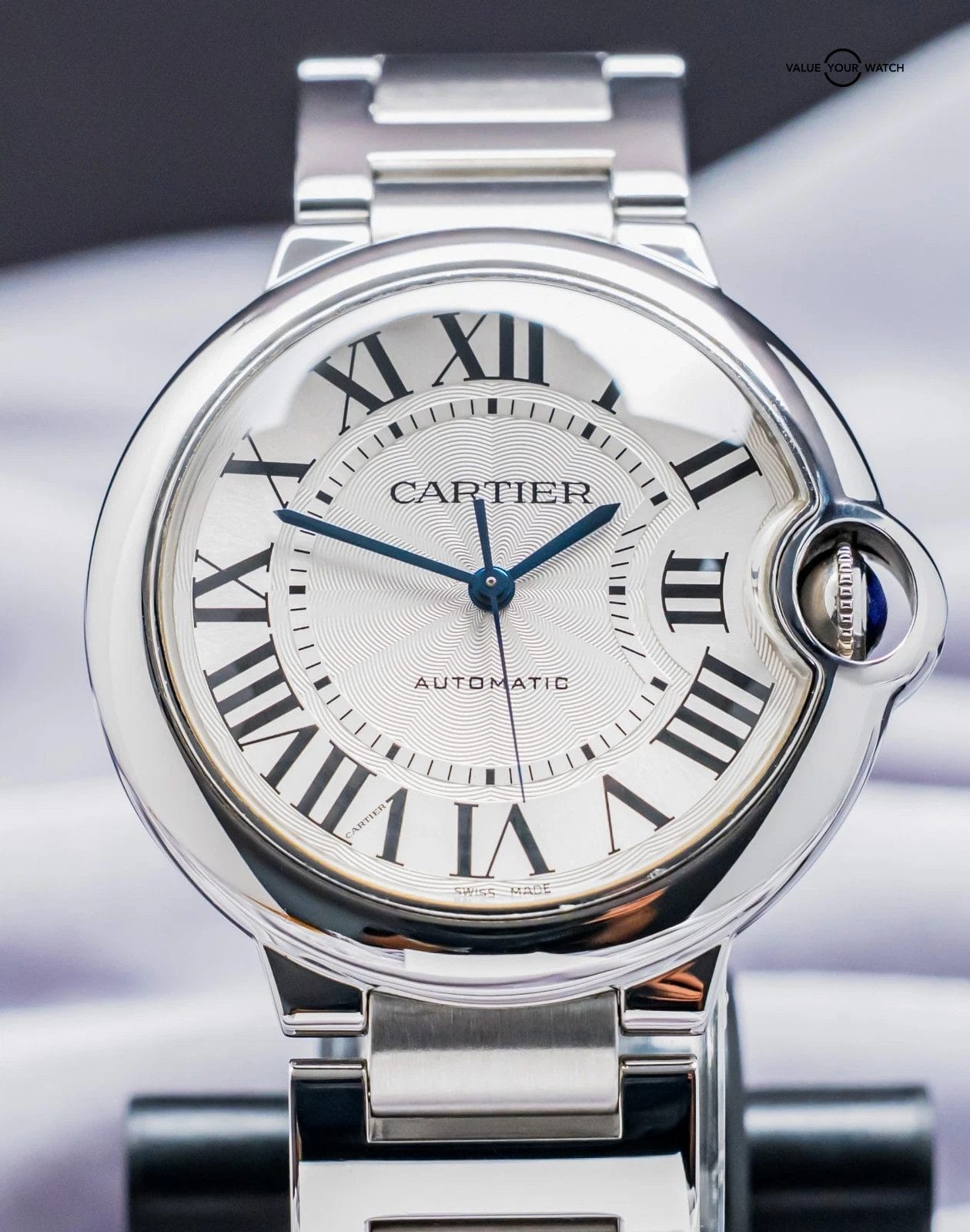 Cartier Ballon Bleu 36 mm Automatic Silver Dial Steel Bracelet Roman W6920046